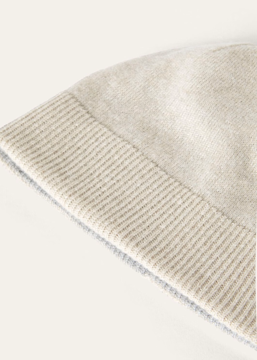 Duo Beanie Cashmere Natural Suitcase/Grey Melange