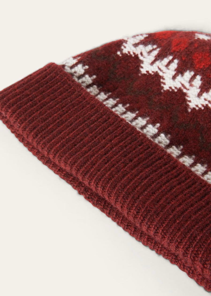 Alpe Pile Beanie Cashmere Bordeaux Melange/Bright Carmine