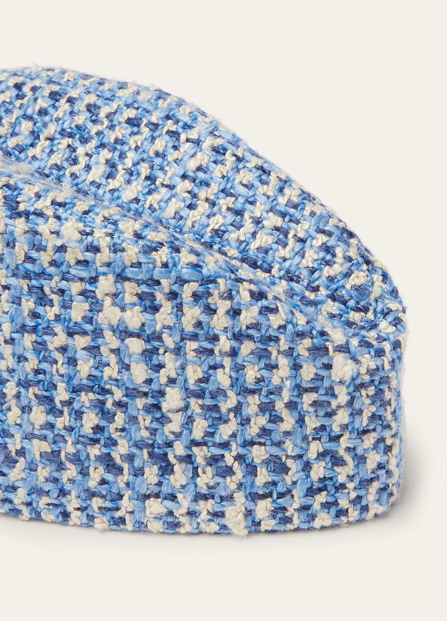 Margaret Hat In Silk Virgin Wool Blue Fabric