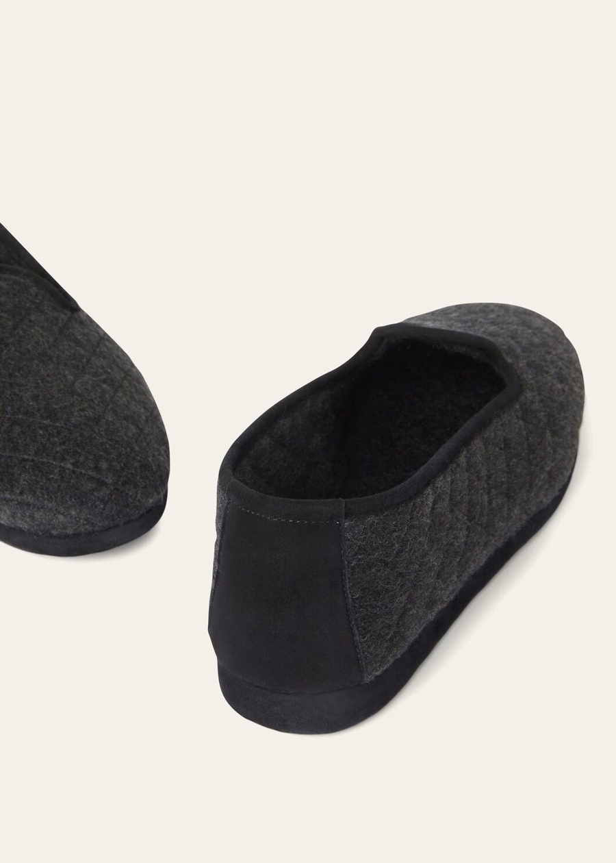 Classic Cashmere Slippers Charcoal Melange