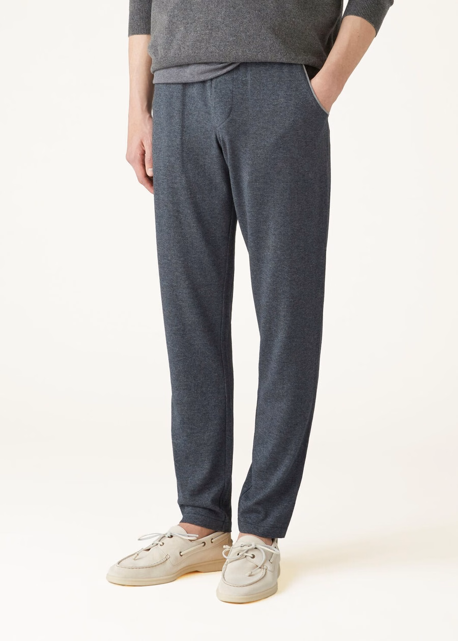 Leasure Cotton Cashmere Pants Grey Melange