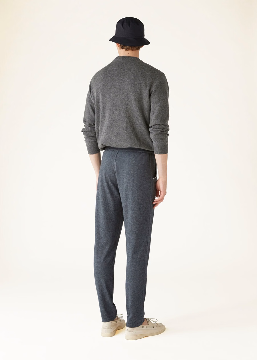 Leasure Cotton Cashmere Pants Grey Melange