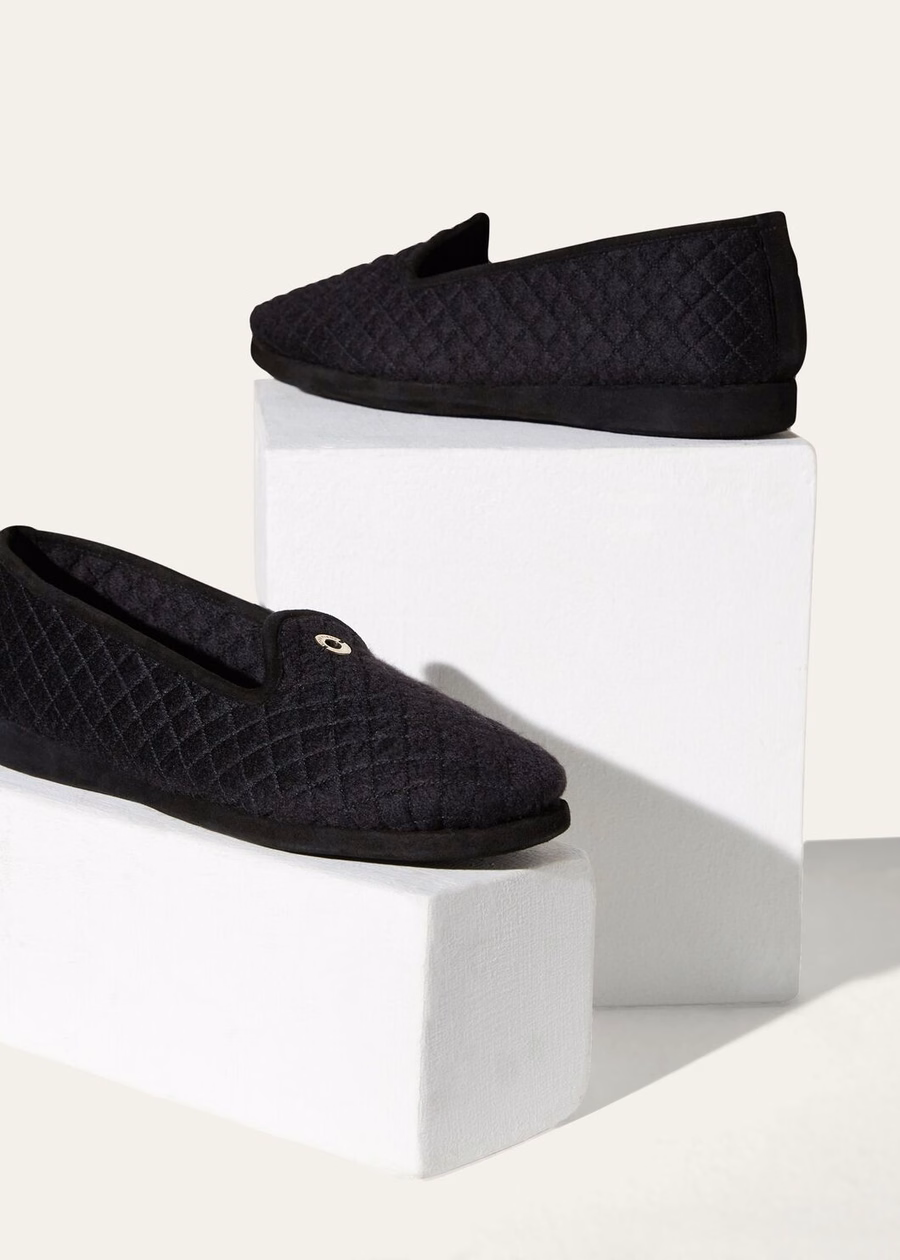 Classica Black Cashmere Slippers