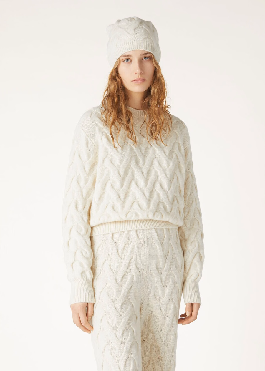 Cocooning Crewneck Baby Cashmere White Snow