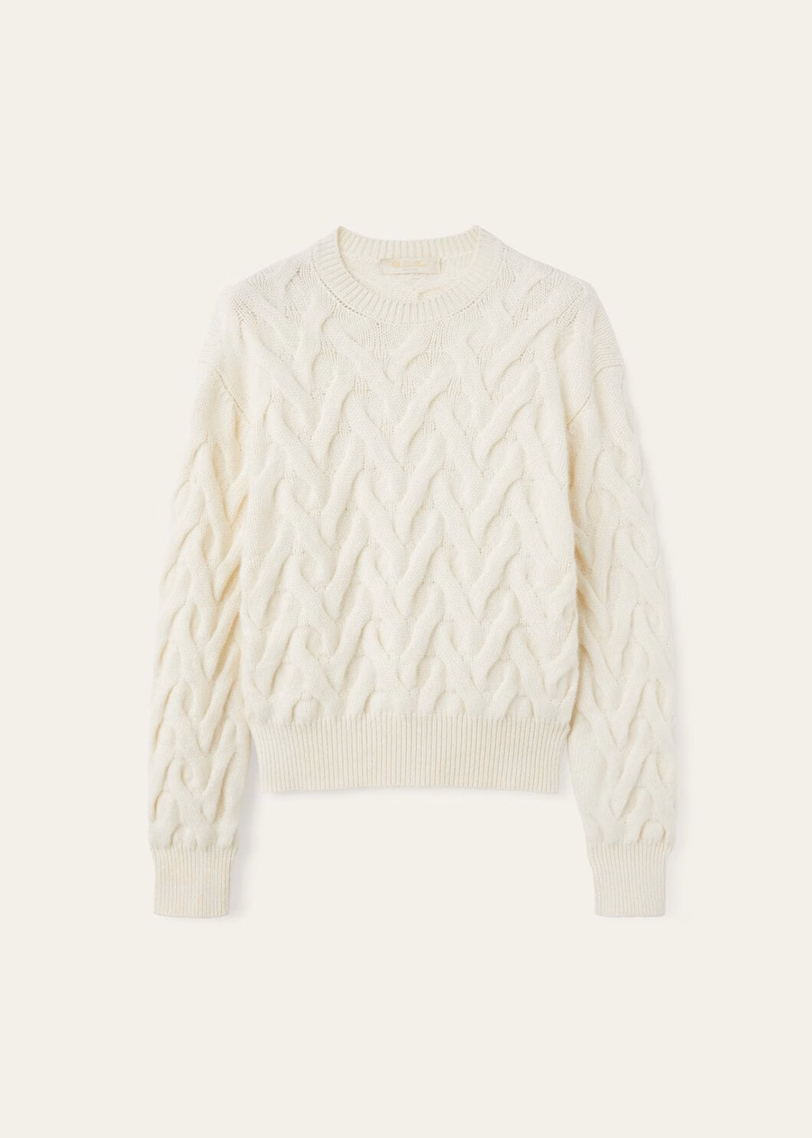 Cocooning Crewneck Baby Cashmere White Snow