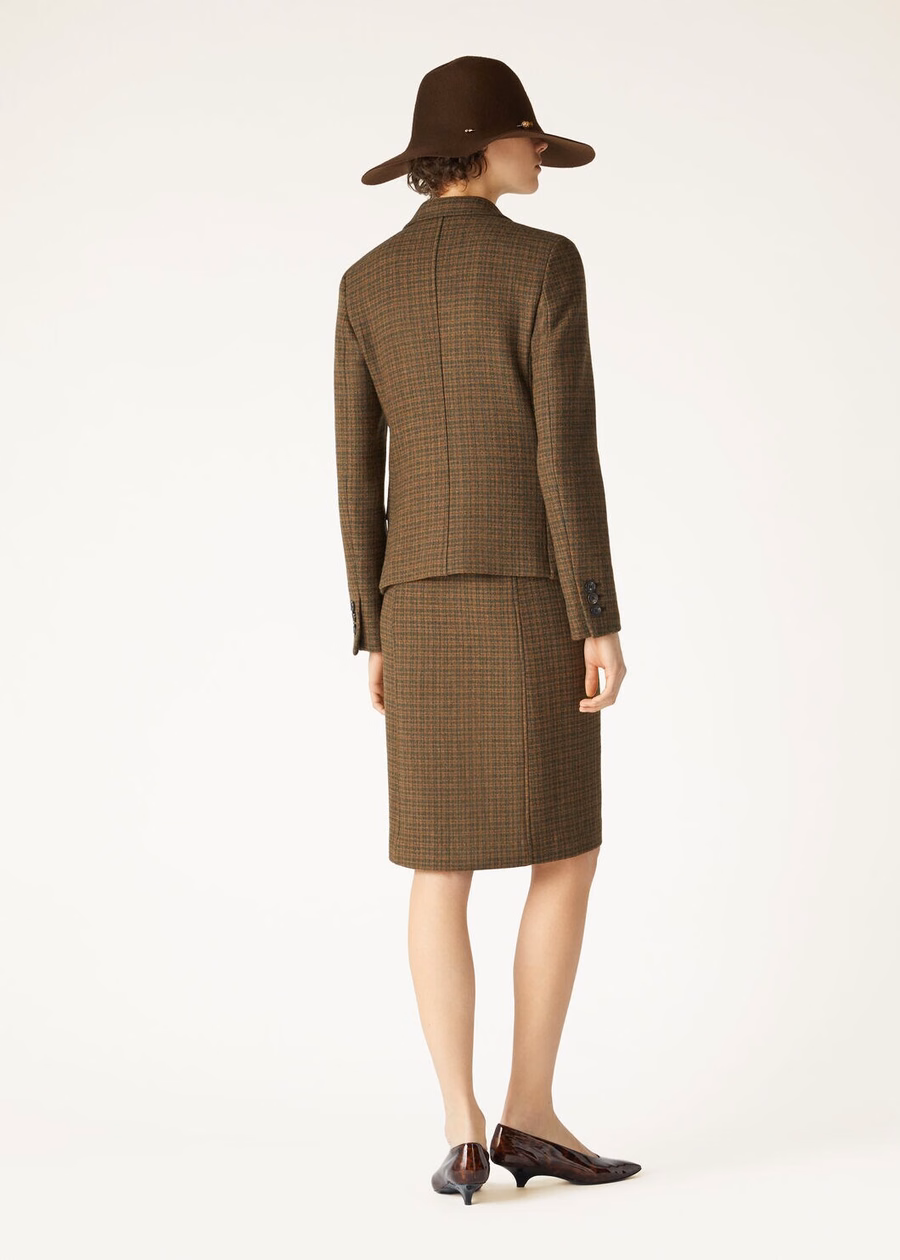Lucile Sopra Visso Wool Pied De Poule Jacket/Gingerbread Gold Melange