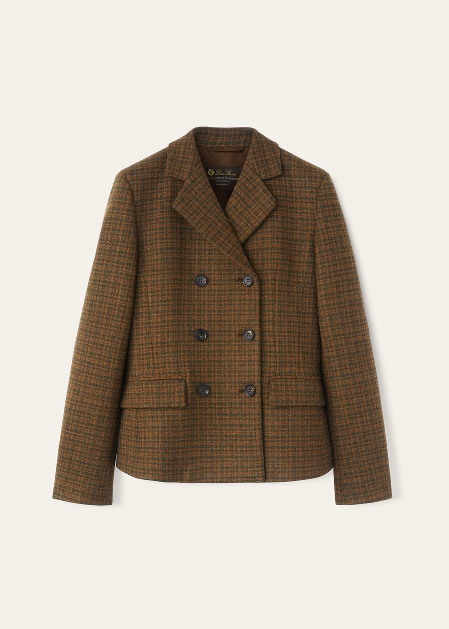 Lucile Sopra Visso Wool Pied De Poule Jacket/Gingerbread Gold Melange