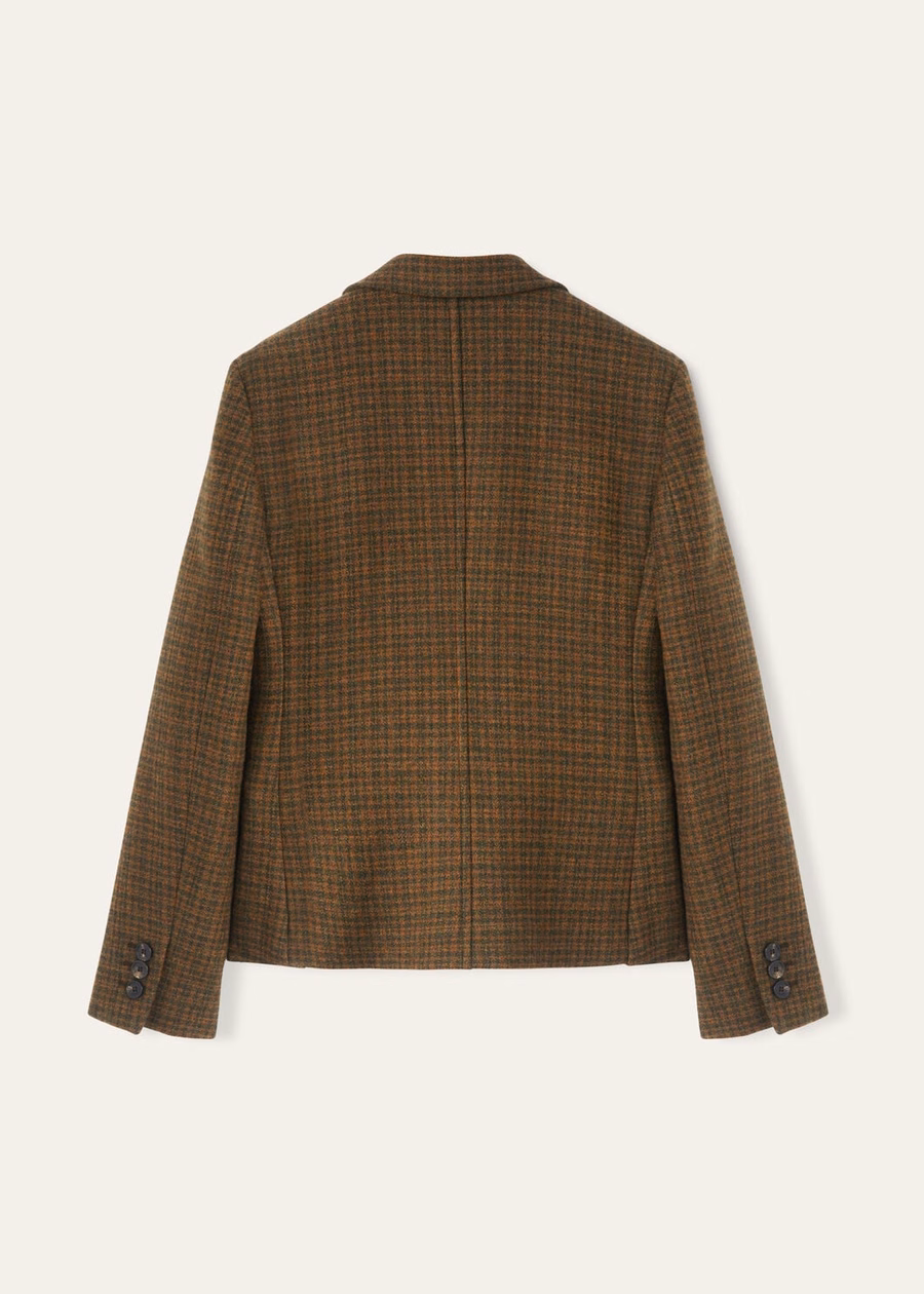 Lucile Sopra Visso Wool Pied De Poule Jacket/Gingerbread Gold Melange