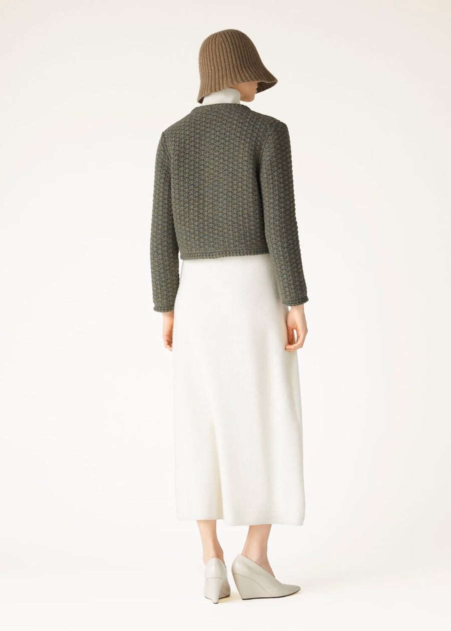 Sayama Baby Cashmere Jacket Dusky Moss Melange