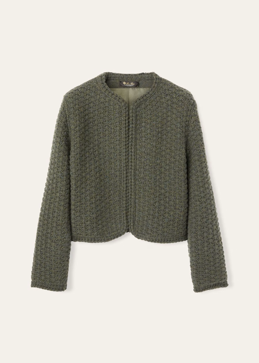 Sayama Baby Cashmere Jacket Dusky Moss Melange