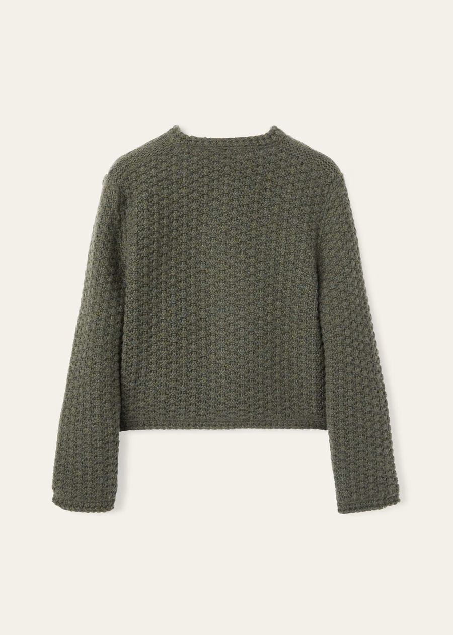 Sayama Baby Cashmere Jacket Dusky Moss Melange