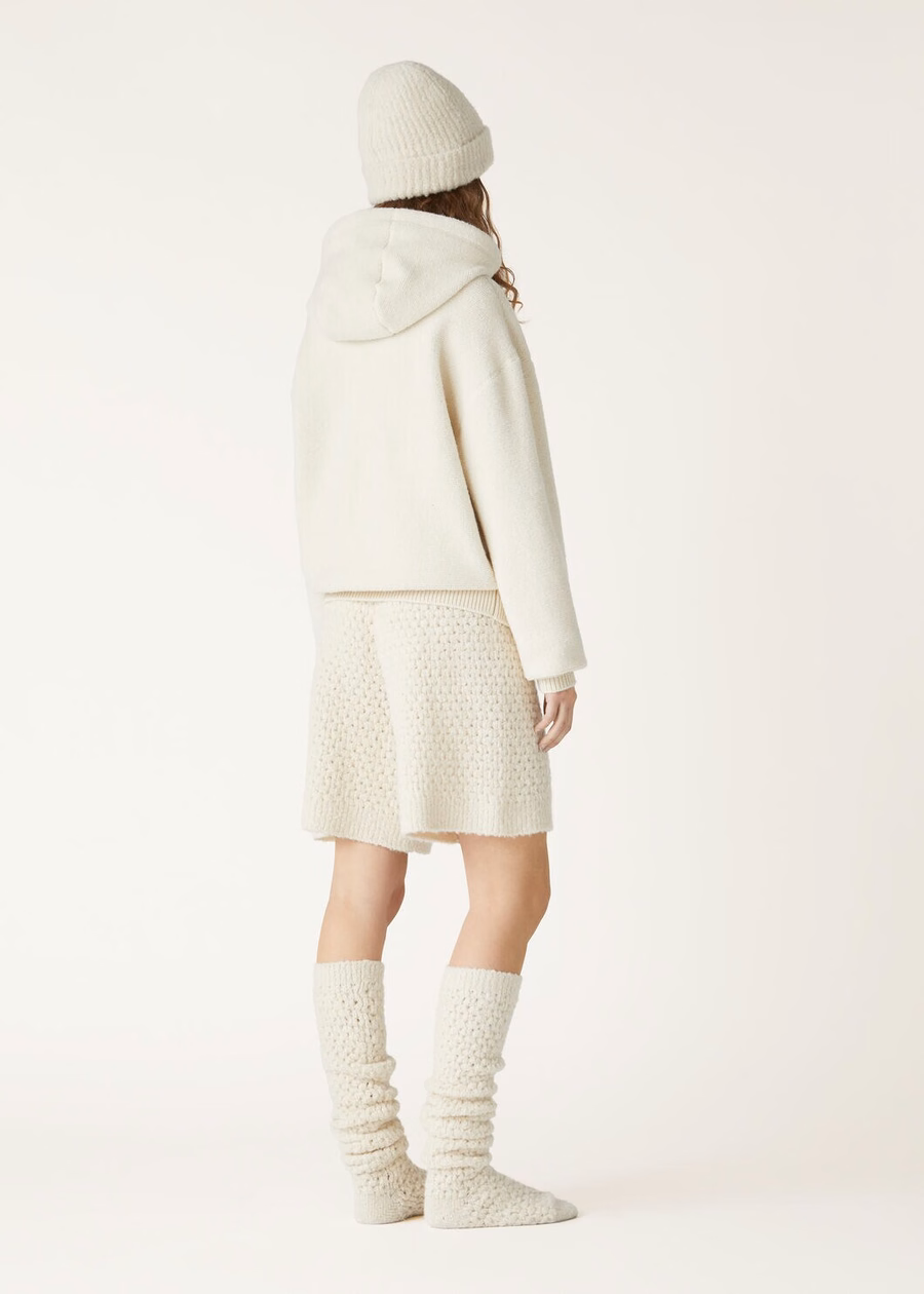 Hooded Bomber Cocooning Cashmere Virgin Wool Nougat