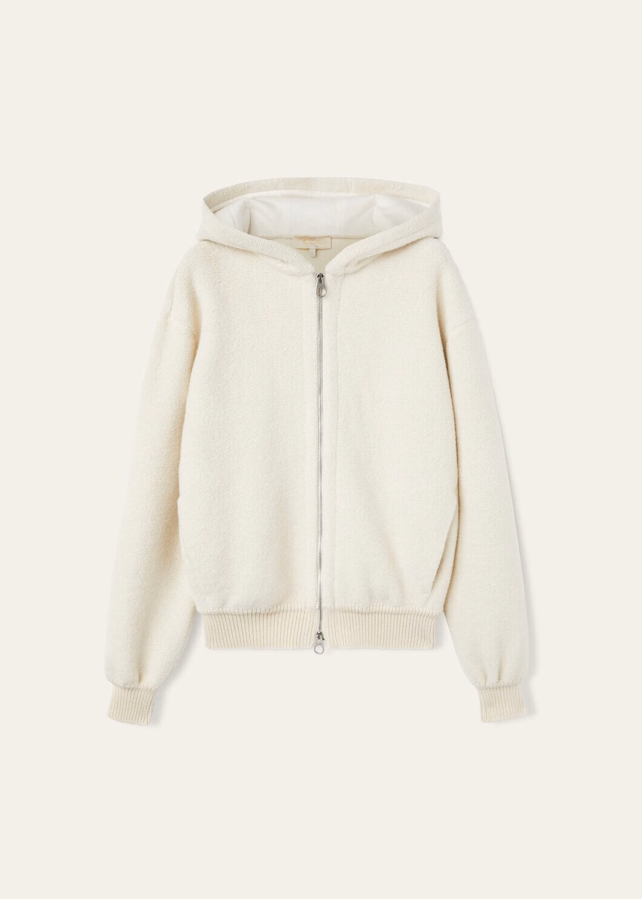 Hooded Bomber Cocooning Cashmere Virgin Wool Nougat