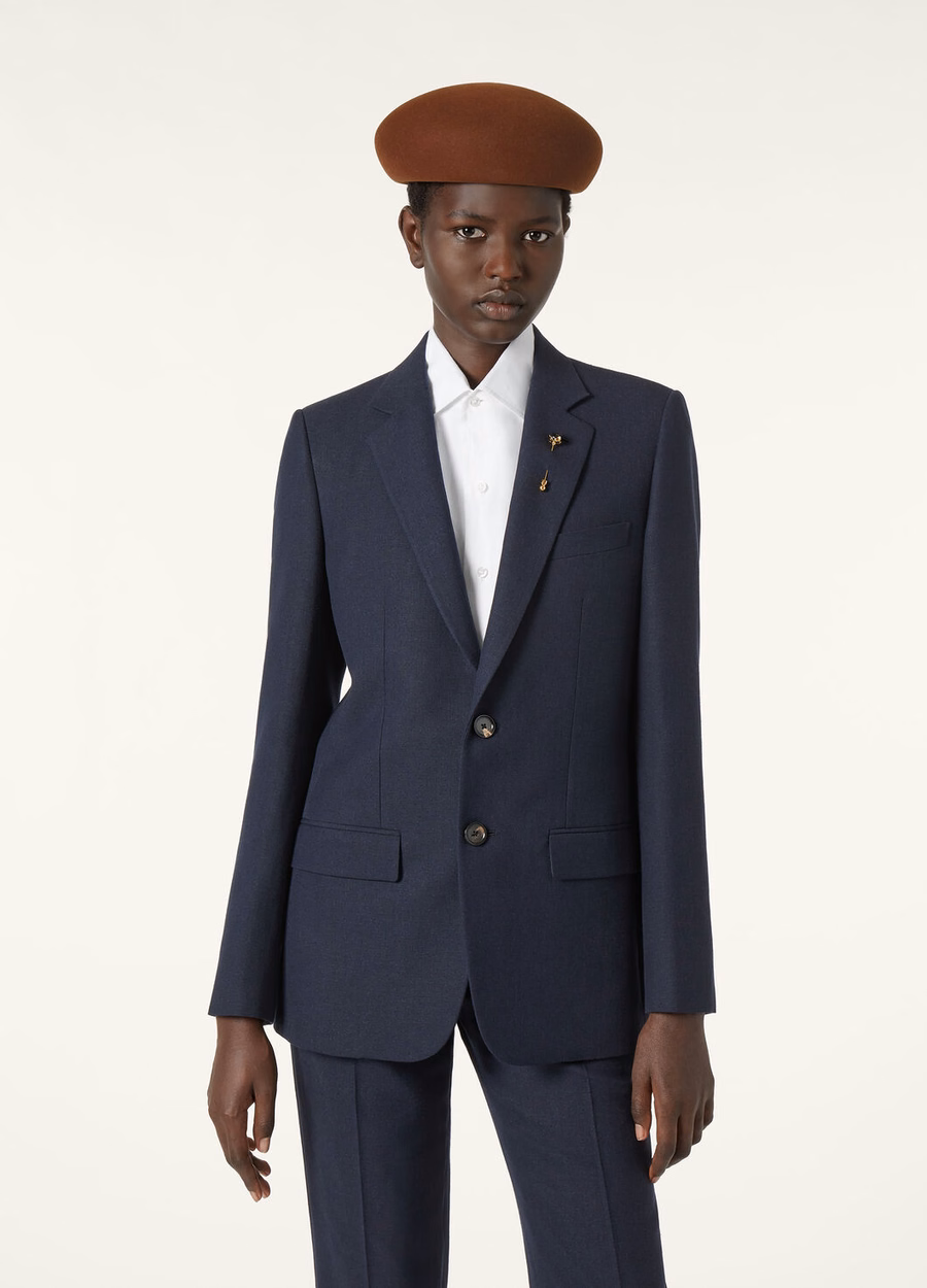 International Linen Sopra Visso Wool Jacket Navy Blue