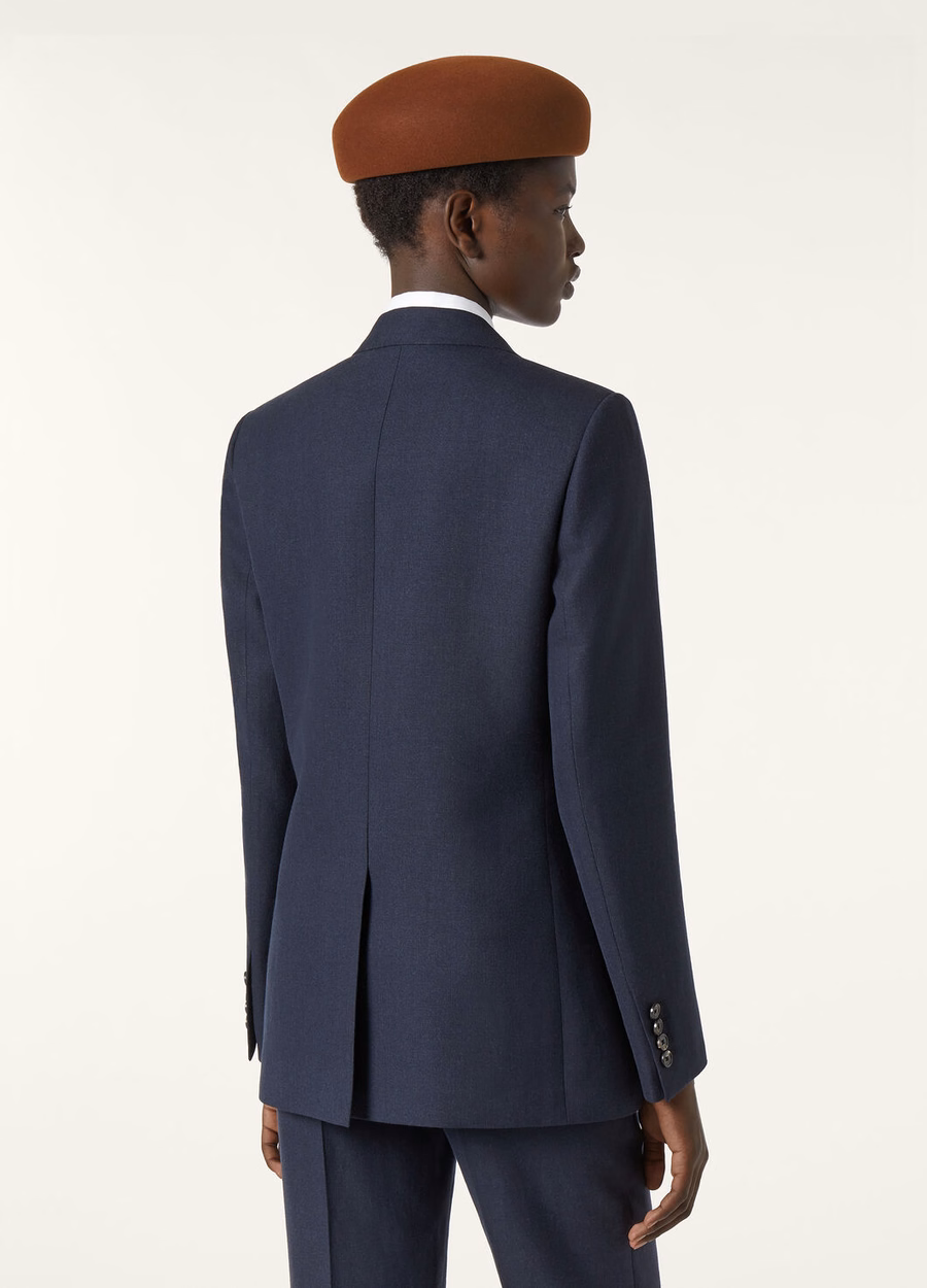 International Linen Sopra Visso Wool Jacket Navy Blue