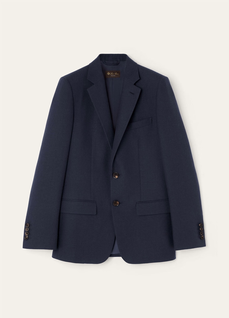 International Linen Sopra Visso Wool Jacket Navy Blue