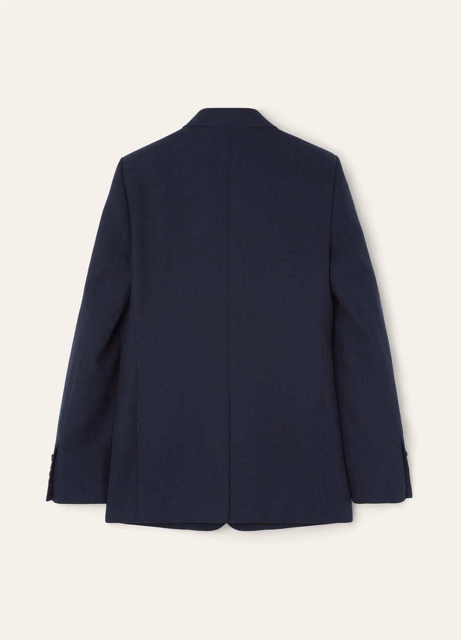 International Linen Sopra Visso Wool Jacket Navy Blue