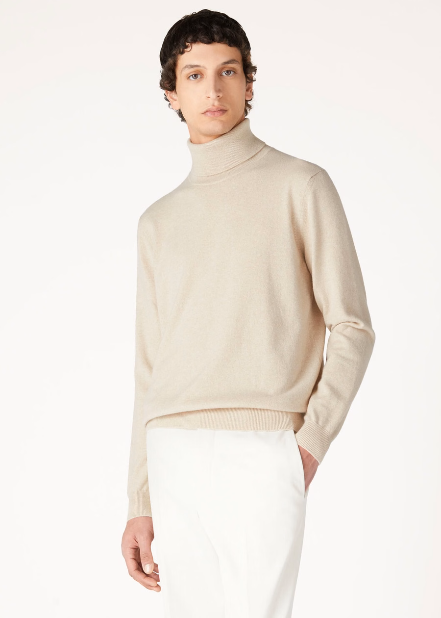 Classic Turtleneck Baby Cashmere Melange Natural