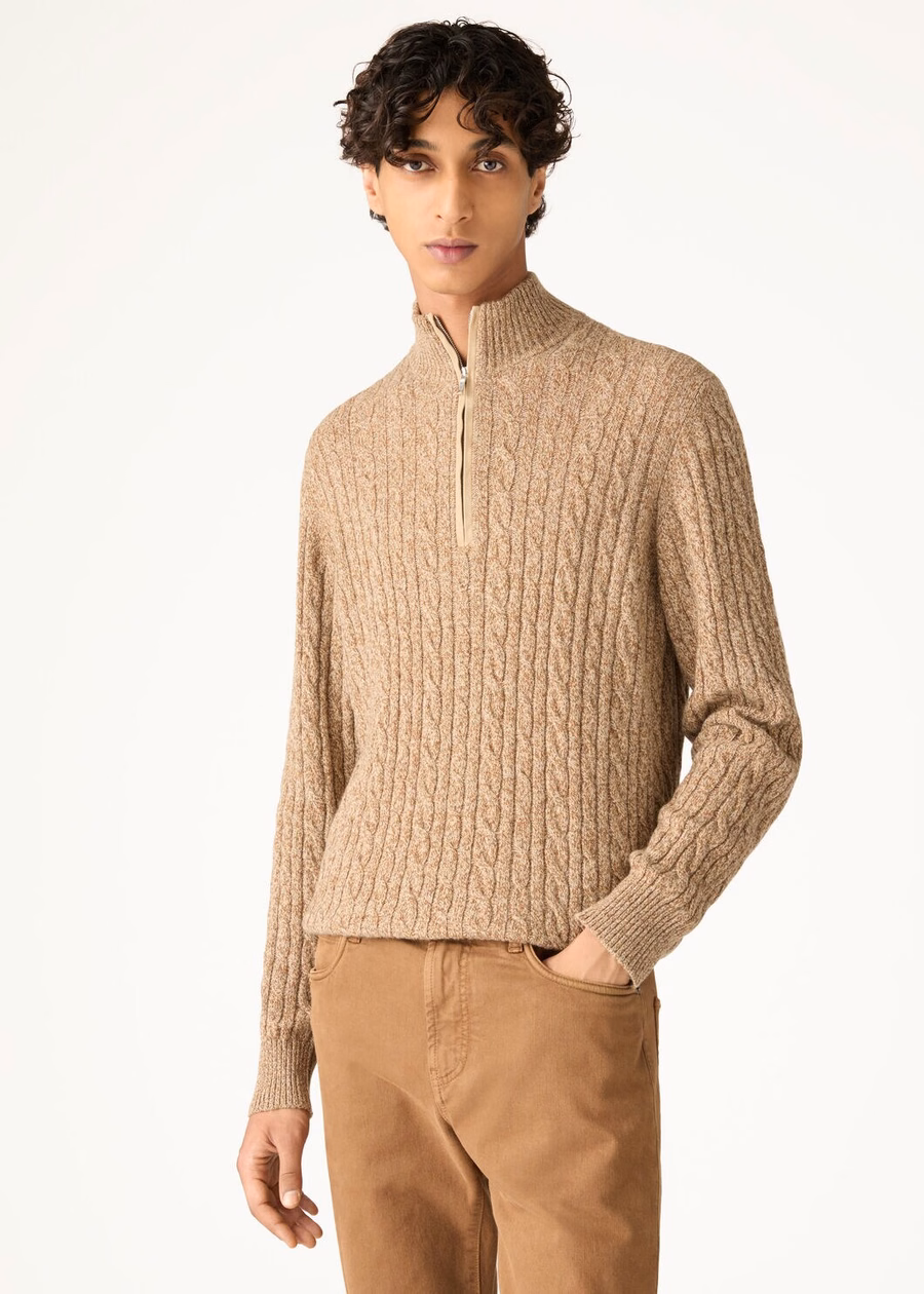Treccia Baby Cashmere Sweater Golden Wheat/Gingerbread Gold