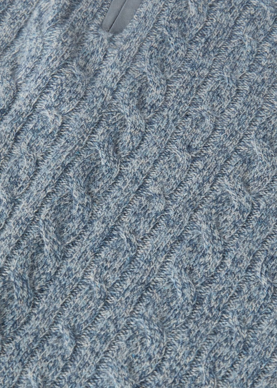 Treccia Baby Cashmere Sweater Ivory Lace/Stardust Blue/Teal Melange
