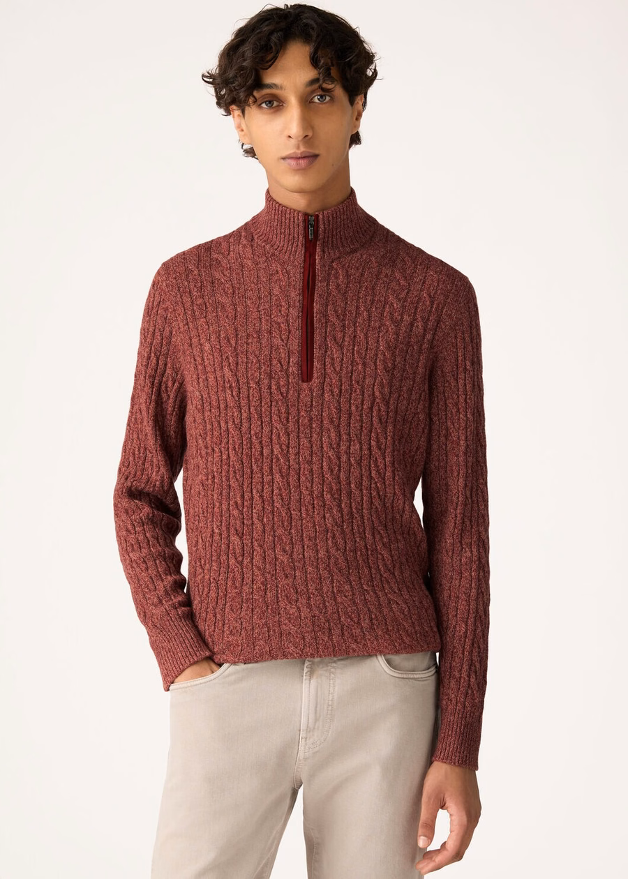 Treccia Baby Cashmere Prestige Orange/Weathering Steel Sweater
