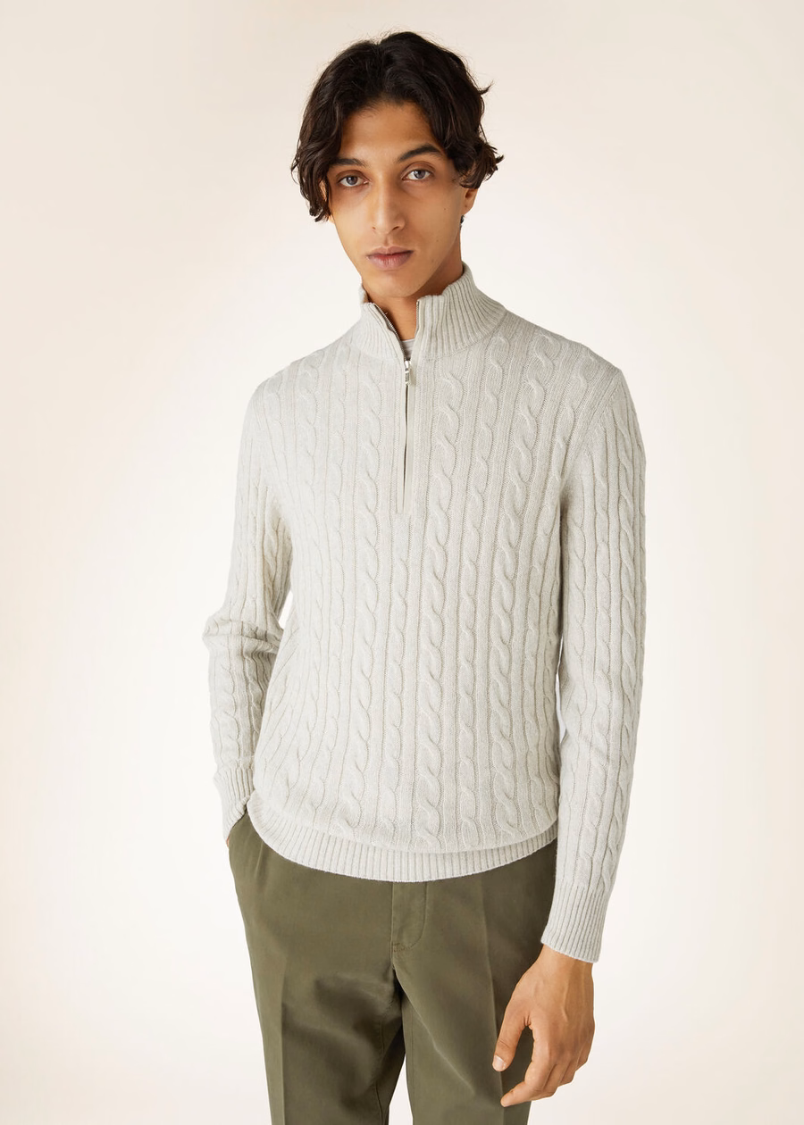 Treccia Baby Cashmere Sweater Silver Melange/Natural Melange