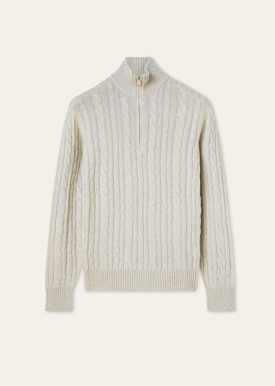 Treccia Baby Cashmere Sweater Silver Melange/Natural Melange