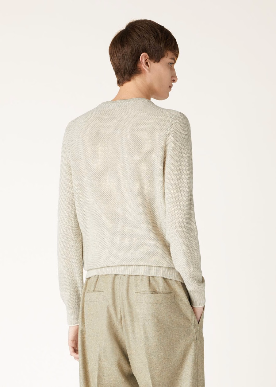 City Pull Crewneck Baby Cashmere White Snow/Coriander Seeds Melange