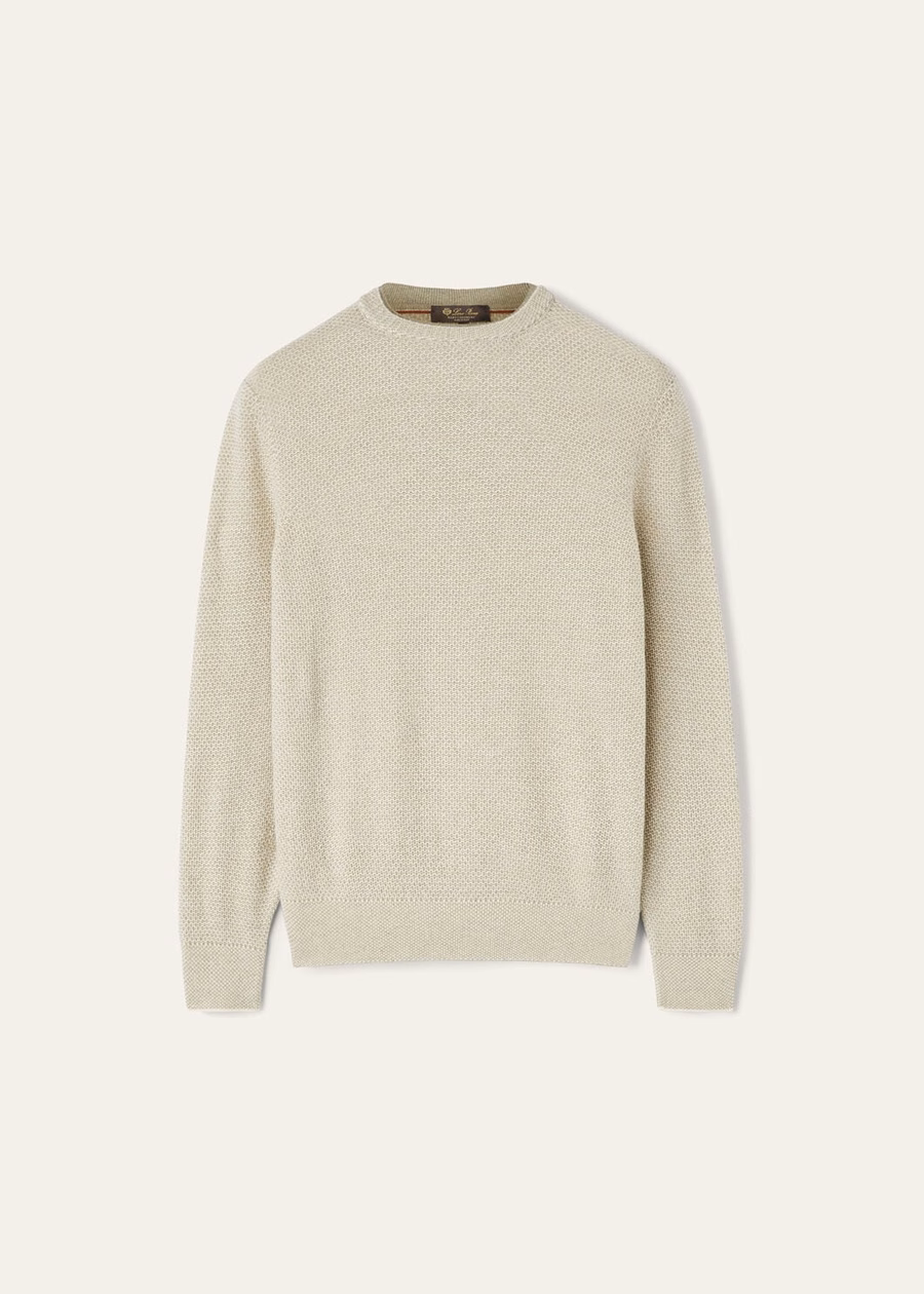 City Pull Crewneck Baby Cashmere White Snow/Coriander Seeds Melange