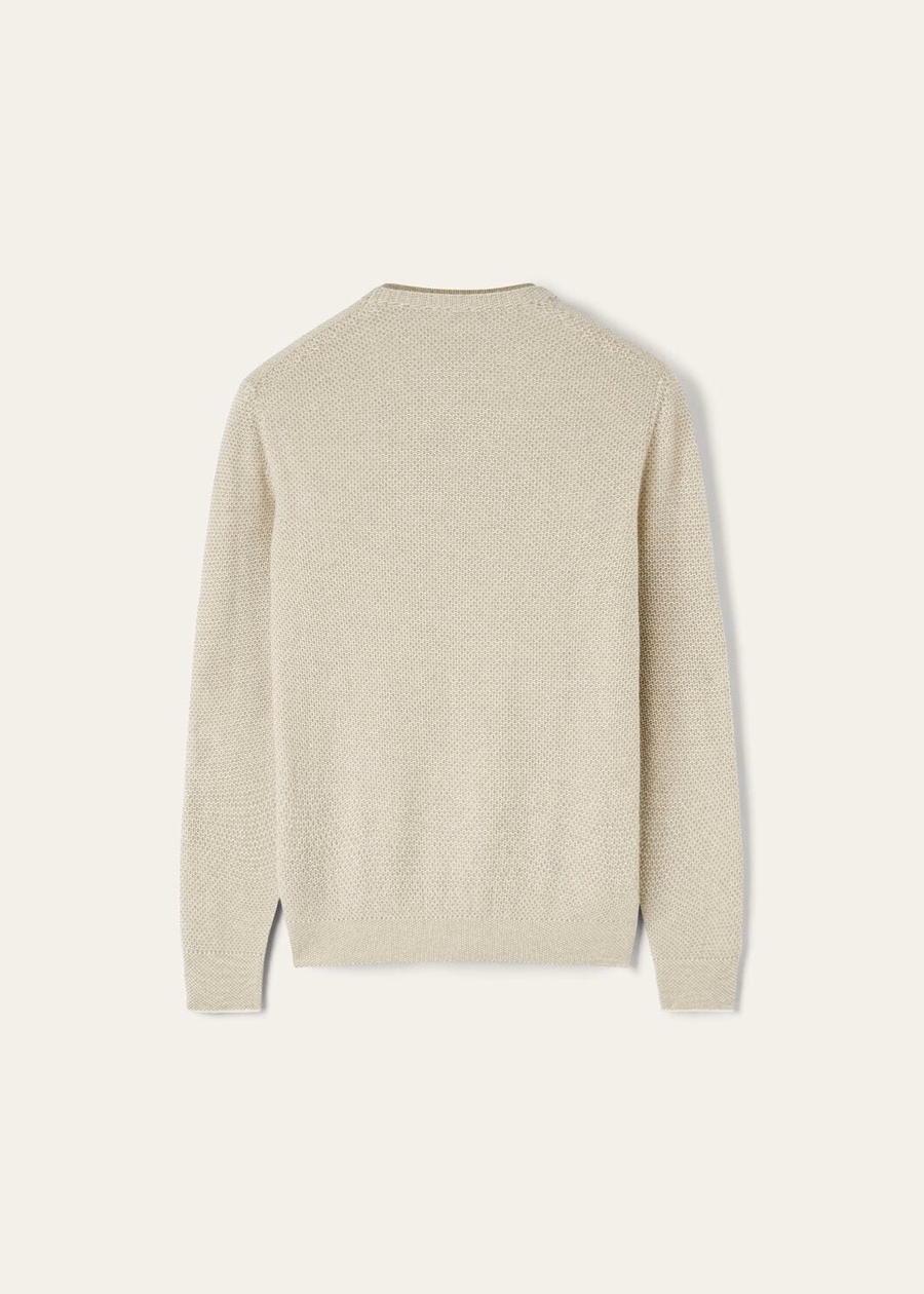 City Pull Crewneck Baby Cashmere White Snow/Coriander Seeds Melange