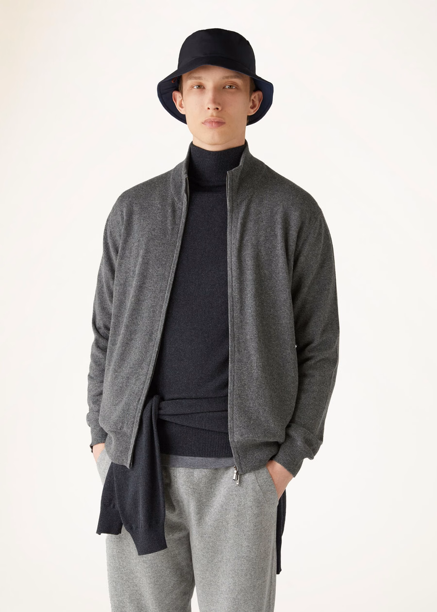 Classic Zipper Bomber Jacket for Babies Cashmere Grey Melange