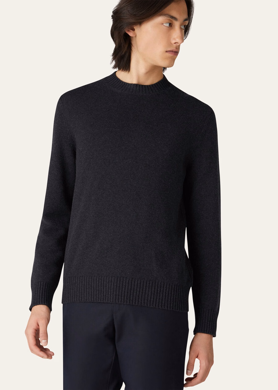 Parksville Crewneck Baby Cashmere Black/Grey Melange