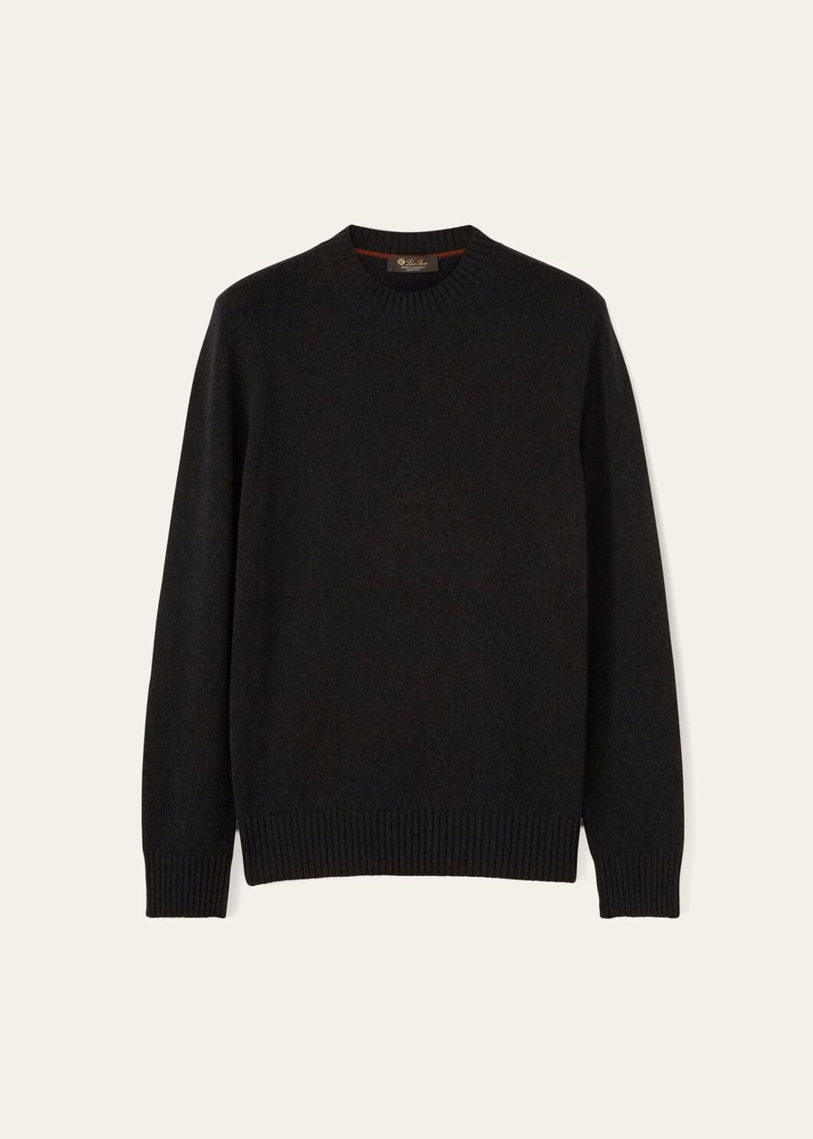 Parksville Crewneck Baby Cashmere Black/Grey Melange