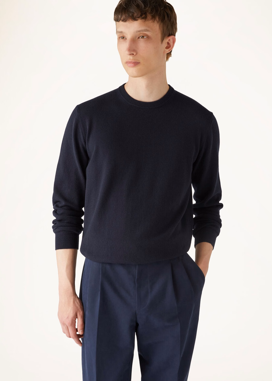Classic Crewneck Baby Cashmere Navy Blue