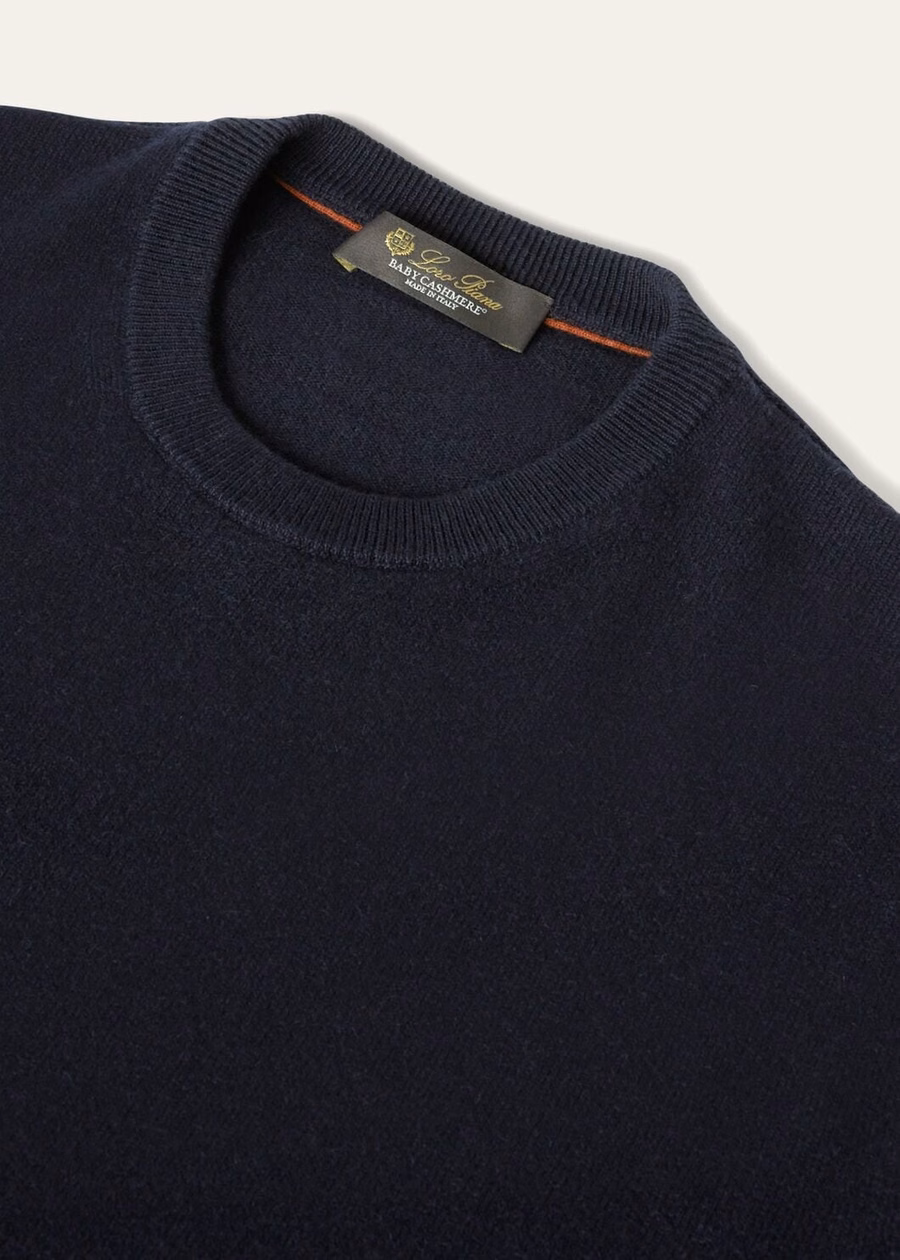 Classic Crewneck Baby Cashmere Navy Blue