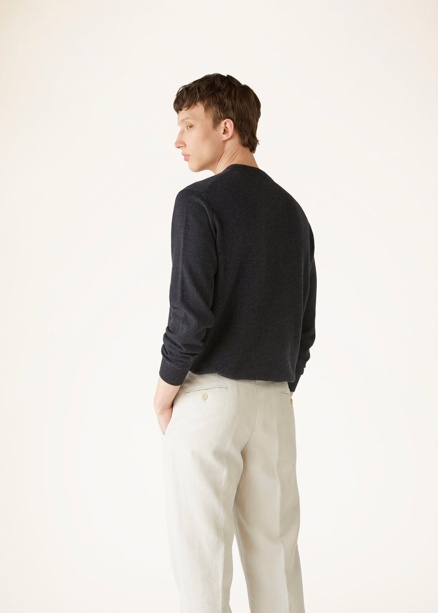 Classic Crewneck Baby Cashmere Black/Grey Melange