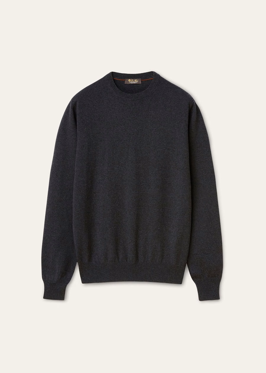 Classic Crewneck Baby Cashmere Black/Grey Melange