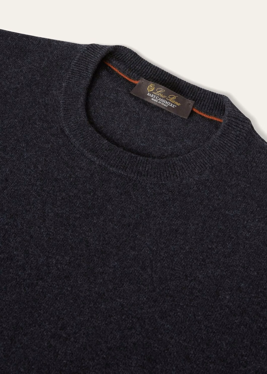 Classic Crewneck Baby Cashmere Black/Grey Melange