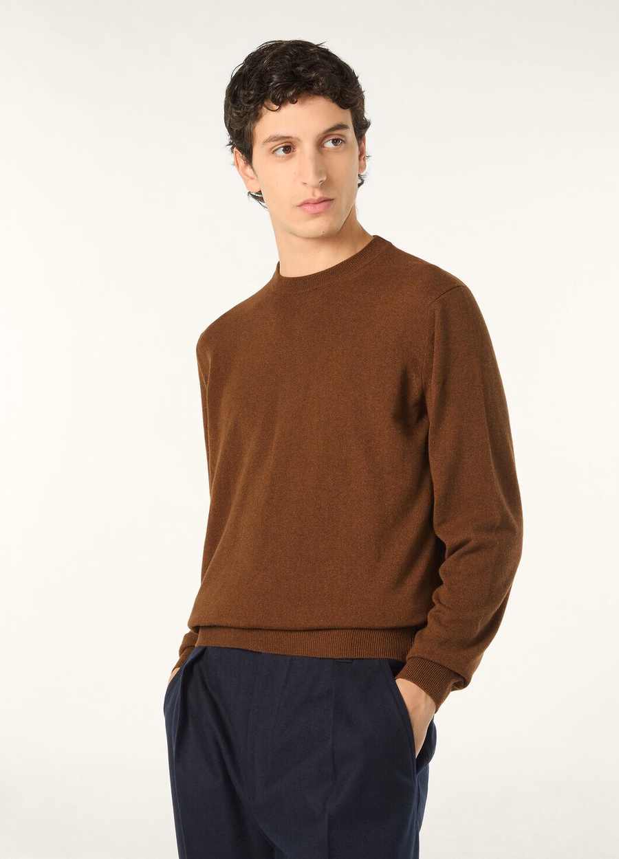 Classic Crewneck Baby Cashmere Gingerbread Gold Melange