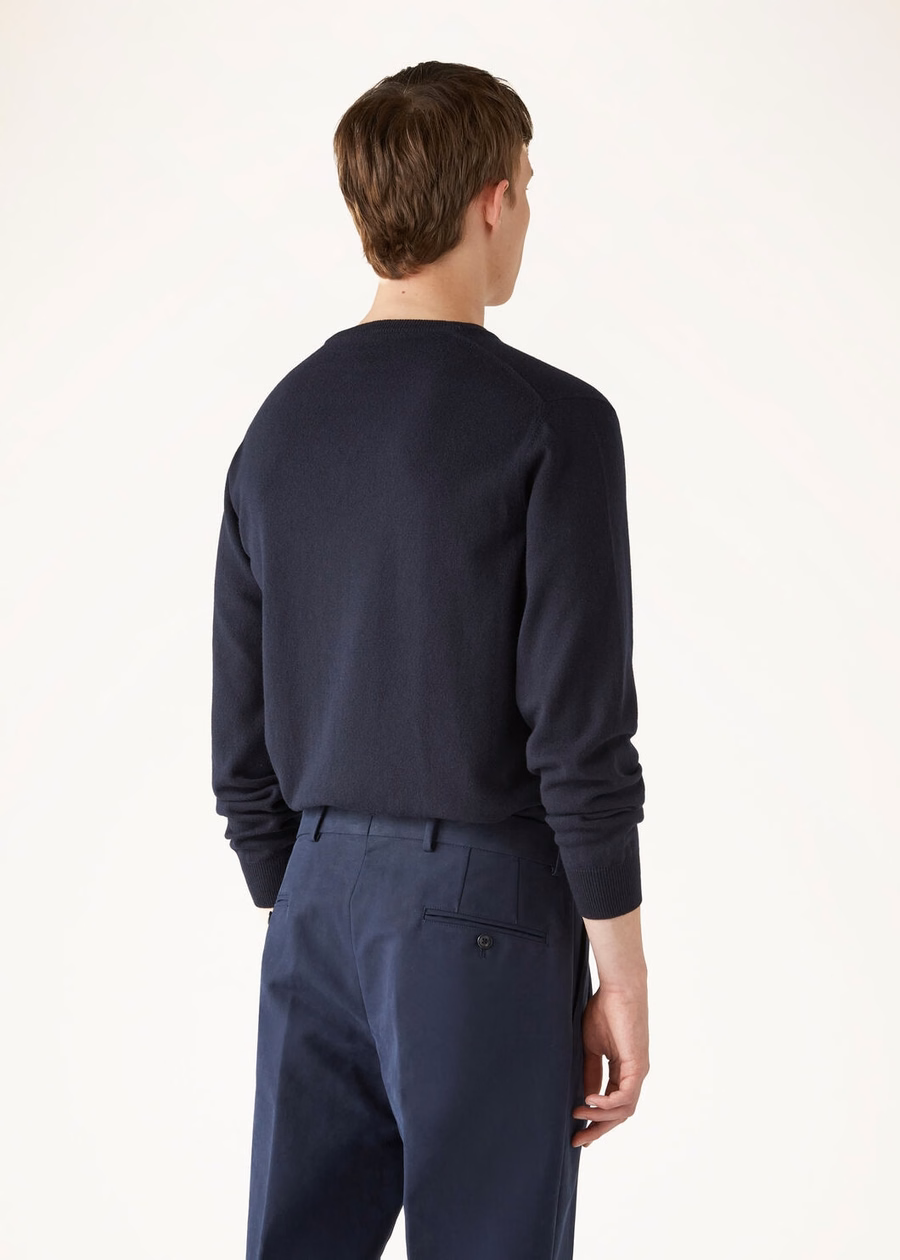 Classic V-neck Baby Cashmere Navy Blue