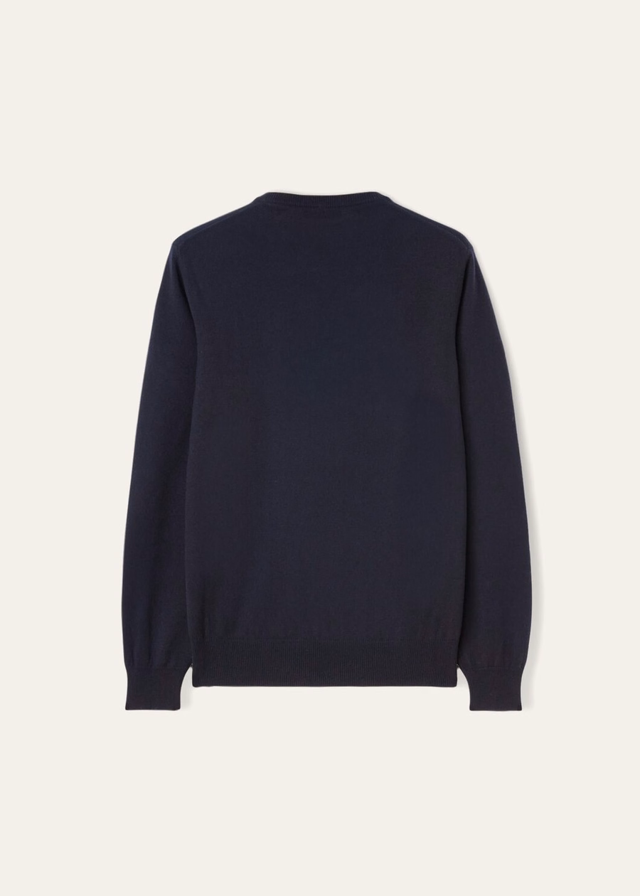 Classic V-neck Baby Cashmere Navy Blue