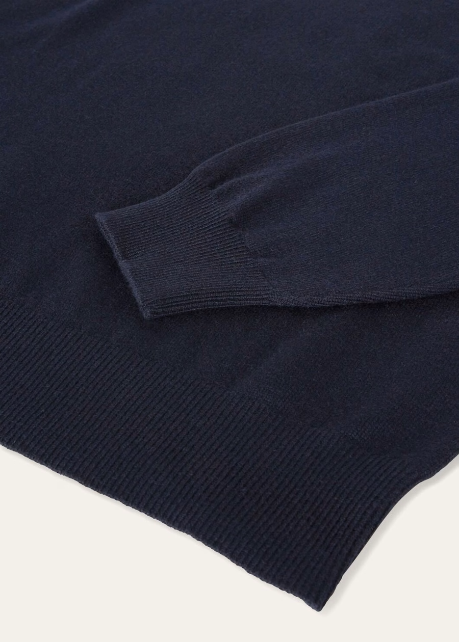 Classic V-neck Baby Cashmere Navy Blue