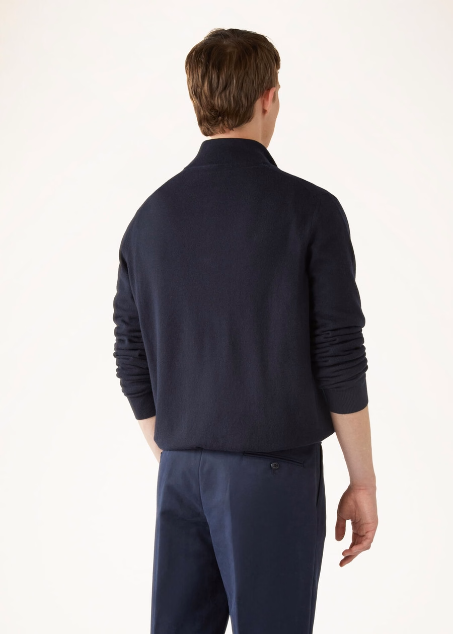 Classic cashmere for children with half zip Navy blue