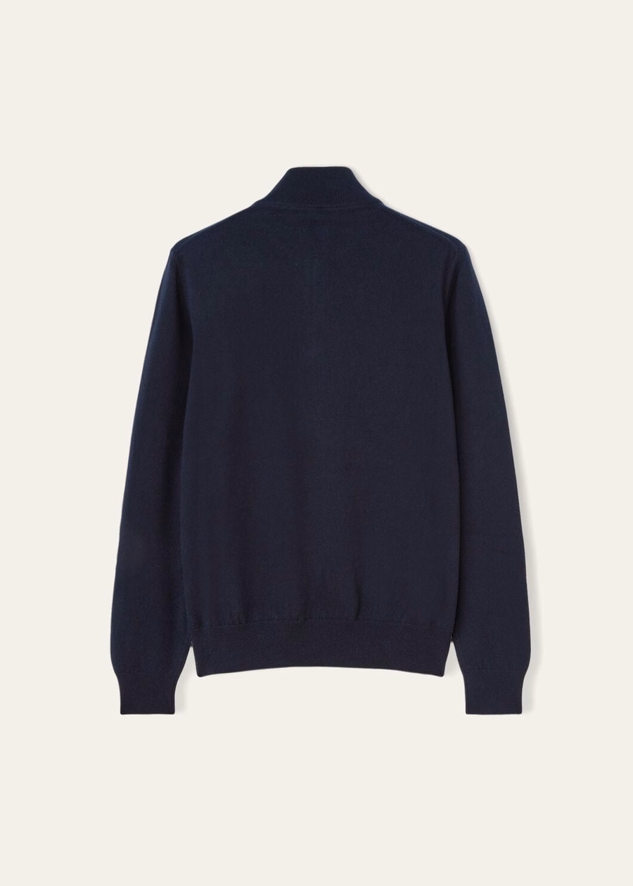 Classic cashmere for children with half zip Navy blue