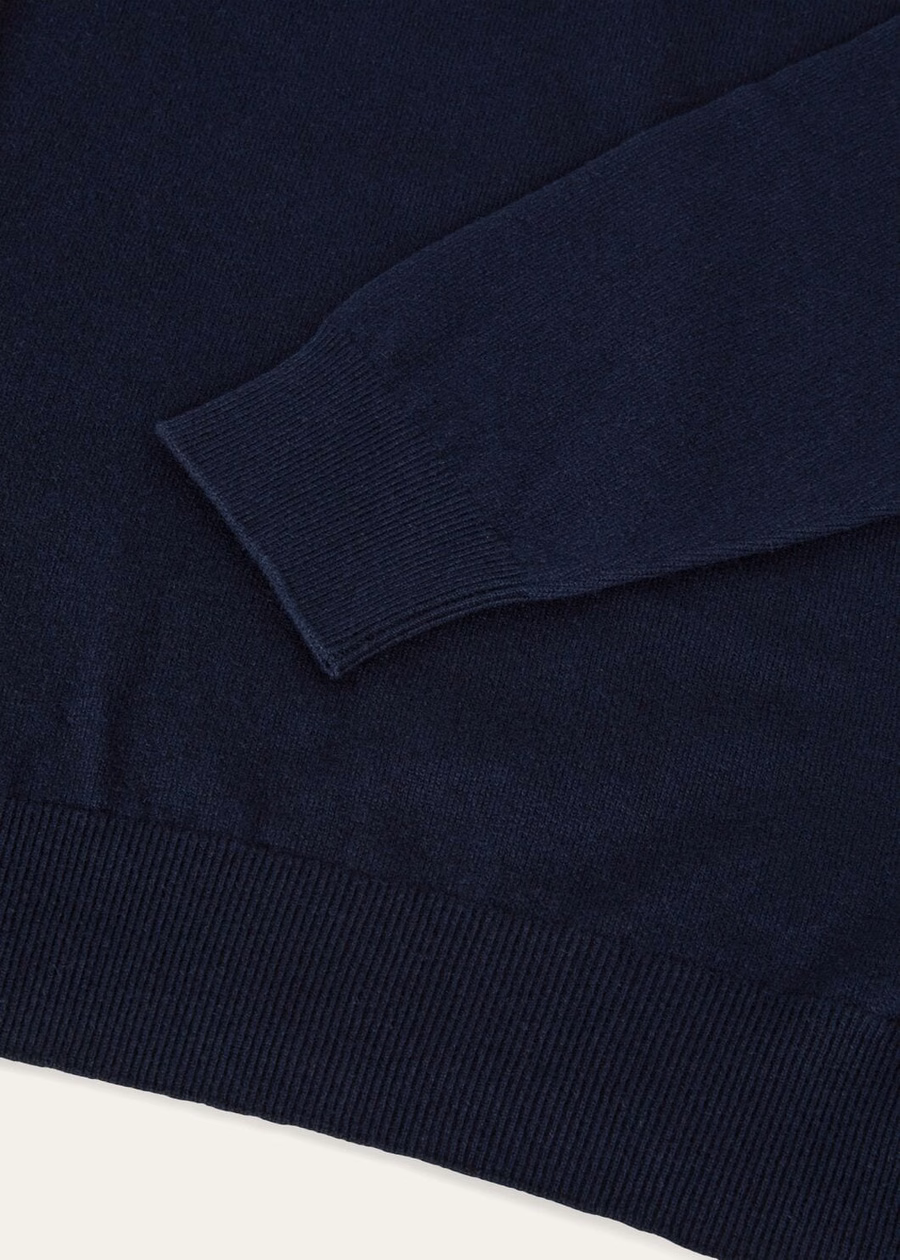 Classic cashmere for children with half zip Navy blue