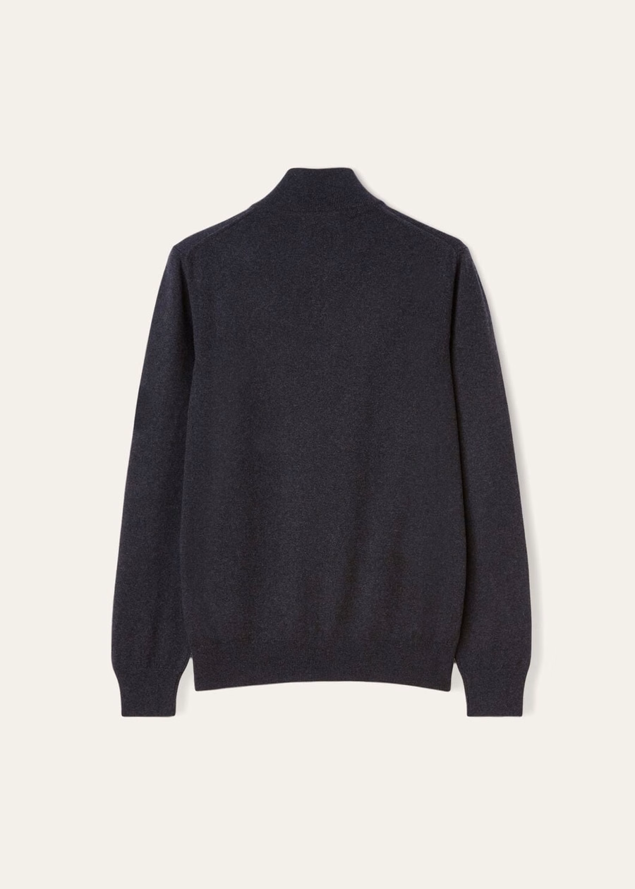 Classic cashmere for children with half zip black/grey Melange