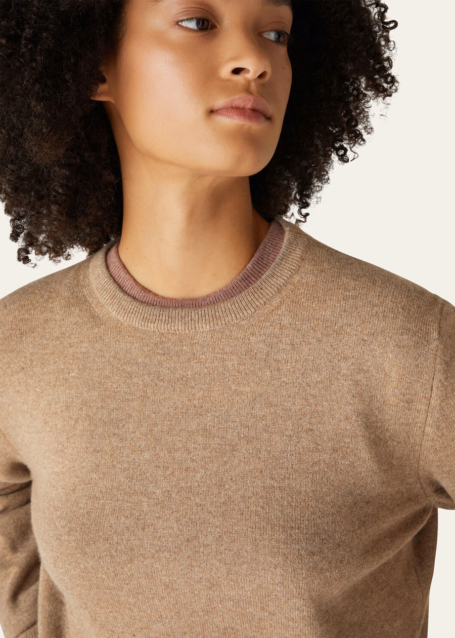 Loro Crewneck Cashmere Grain Brown Mel