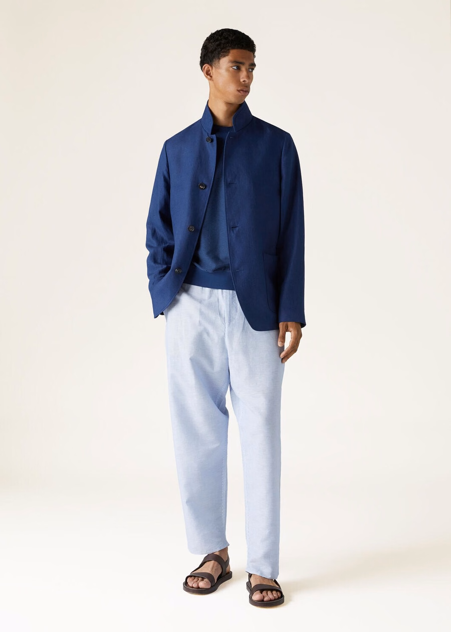 Hotaka Crewneck Cotton In Silk Kurume Blue