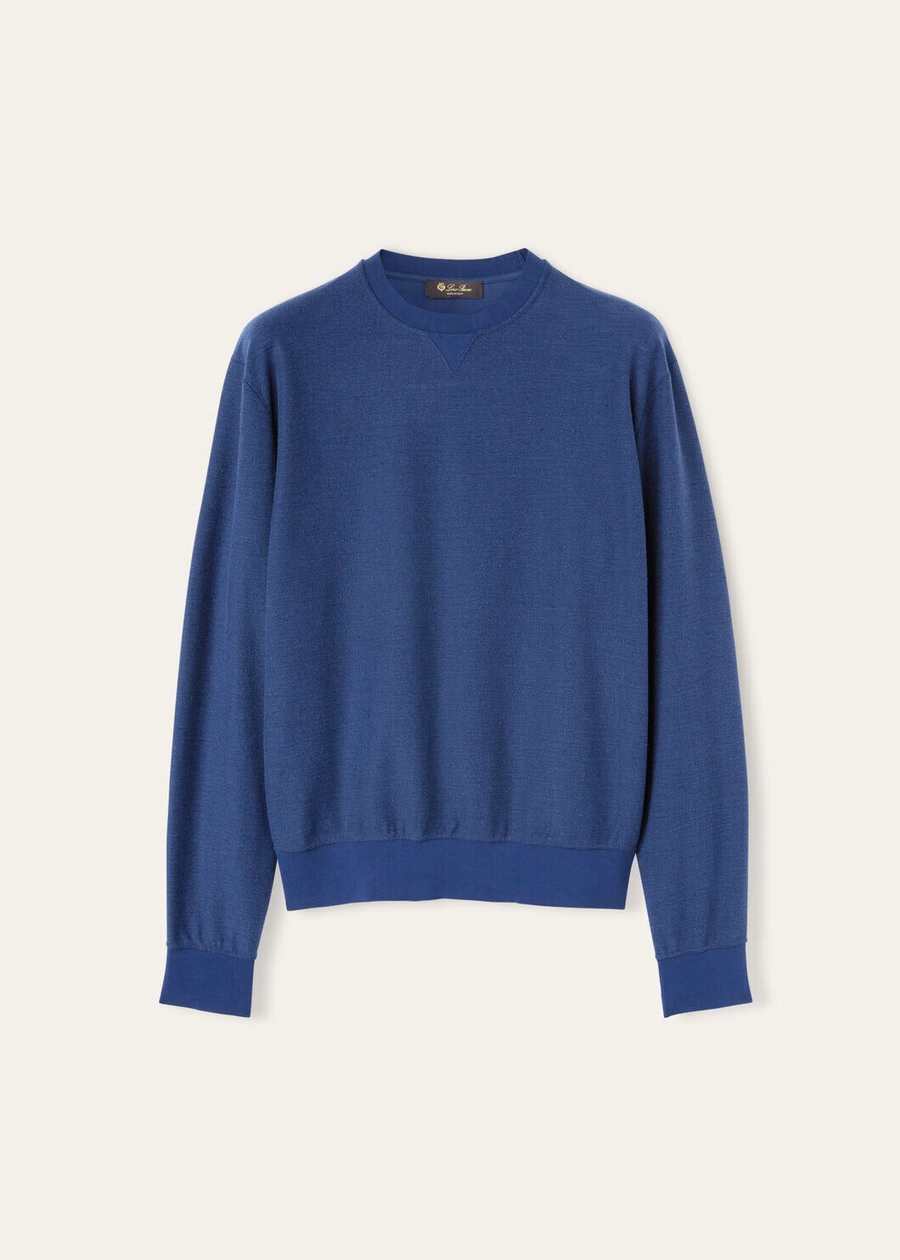 Hotaka Crewneck Cotton In Silk Kurume Blue