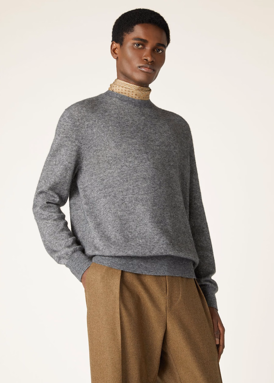 Camino Crewneck Silk Cashmere Grey Melange